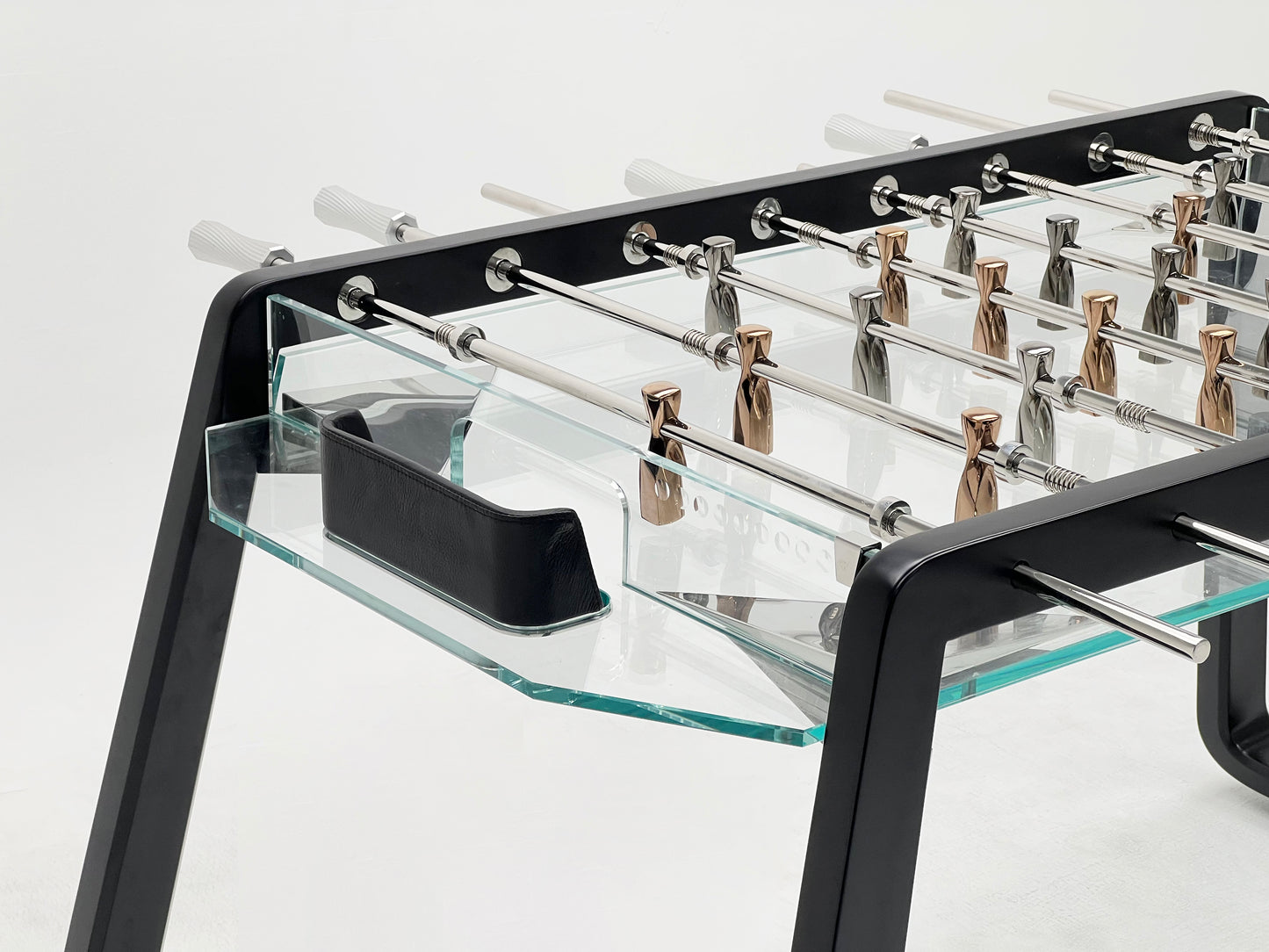 Futbolín de madera maciza y cristal color negro