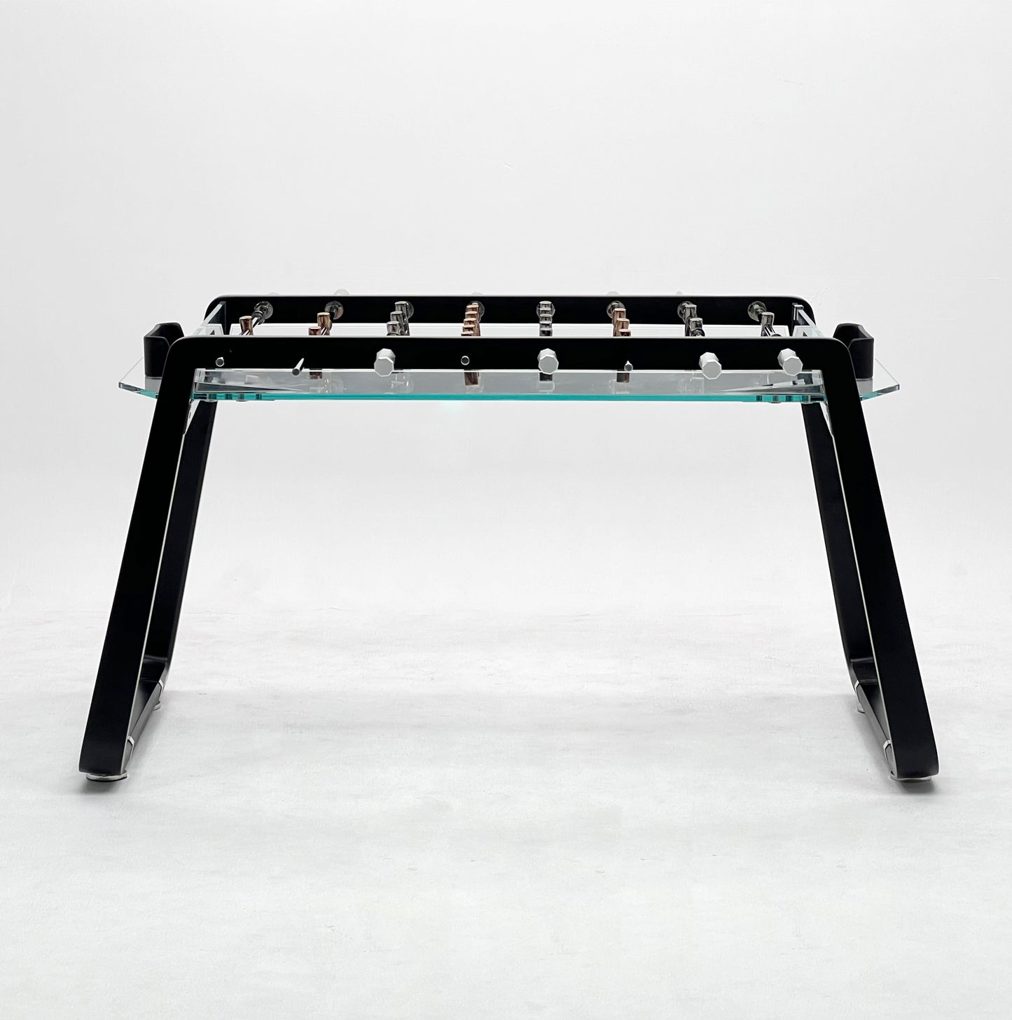Futbolín de madera maciza y cristal color negro