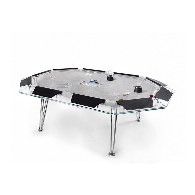 Mesa de póquer de cristal de nogal para 10 personas Mesa de ajedrez
