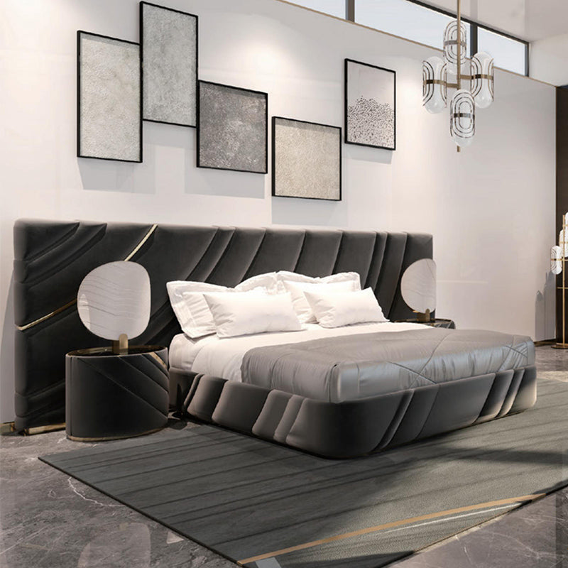 Venta caliente de cama matrimonial acolchada de lujo de tela tamaño queen para dormitorio