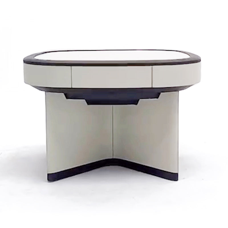 Mesa de mahjong automática de cuatro plazas con asiento de cuero blanco