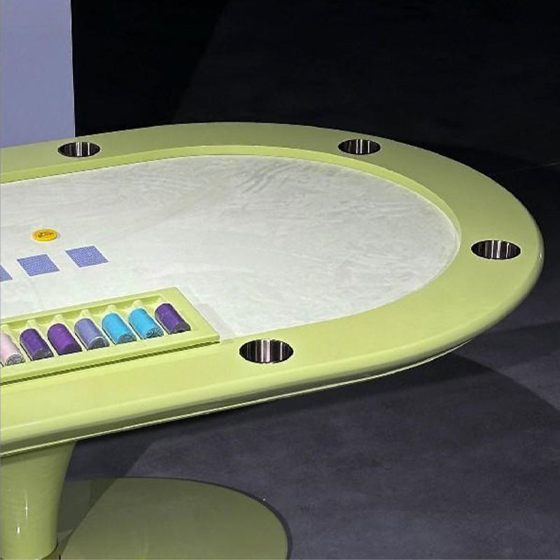 Mesa de póquer/mesa de juego ovalada verde para 8 personas