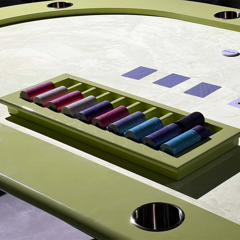 Mesa de póquer/mesa de juego ovalada verde para 8 personas