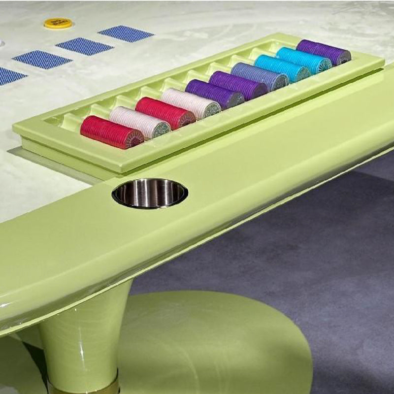 Mesa de póquer/mesa de juego ovalada verde para 8 personas