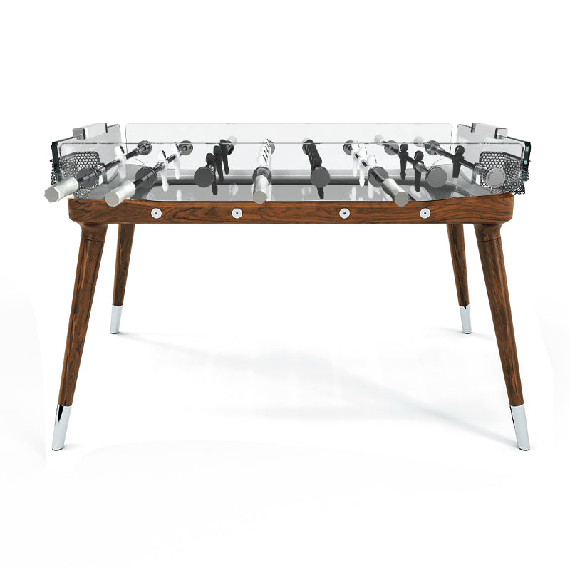 Mesa de fútbol de cristal de nogal para entretenimiento en interiores