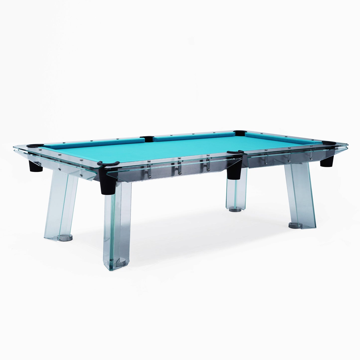 Mesa de billar de acero inoxidable y vidrio de 7 pies, 8 pies y 9 pies, color azul