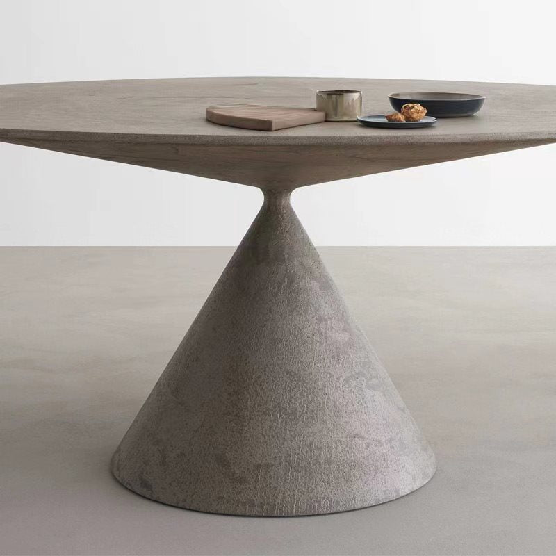 Mesa de comedor redonda minimalista italiana de mármol o piedra, adecuada para apartamentos pequeños
