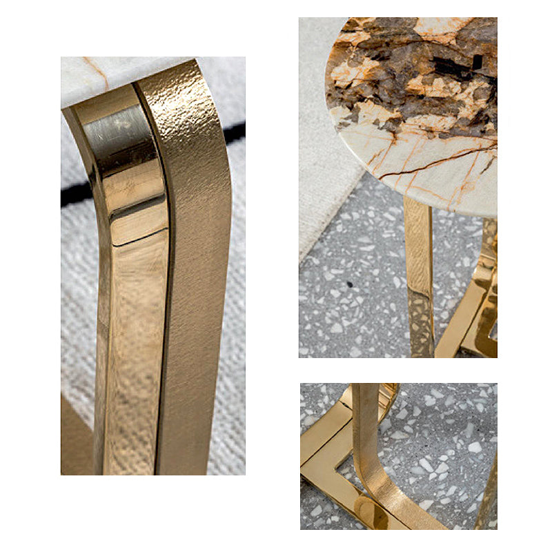 Mesa de centro con diseño moderno y cubierta de piedra de mármol natural