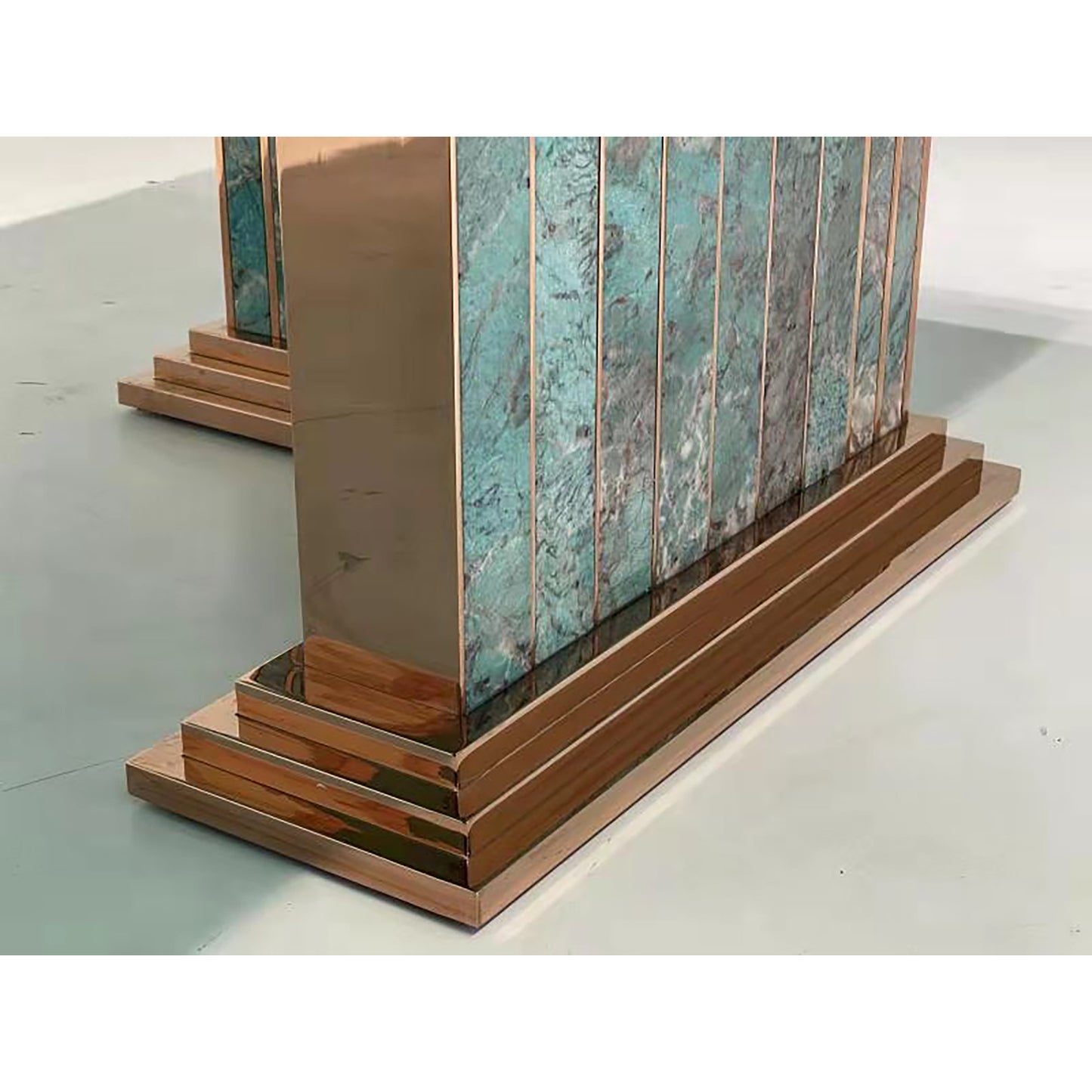 Mesa de comedor de lujo de mármol verde amazónico para hoteles y villas