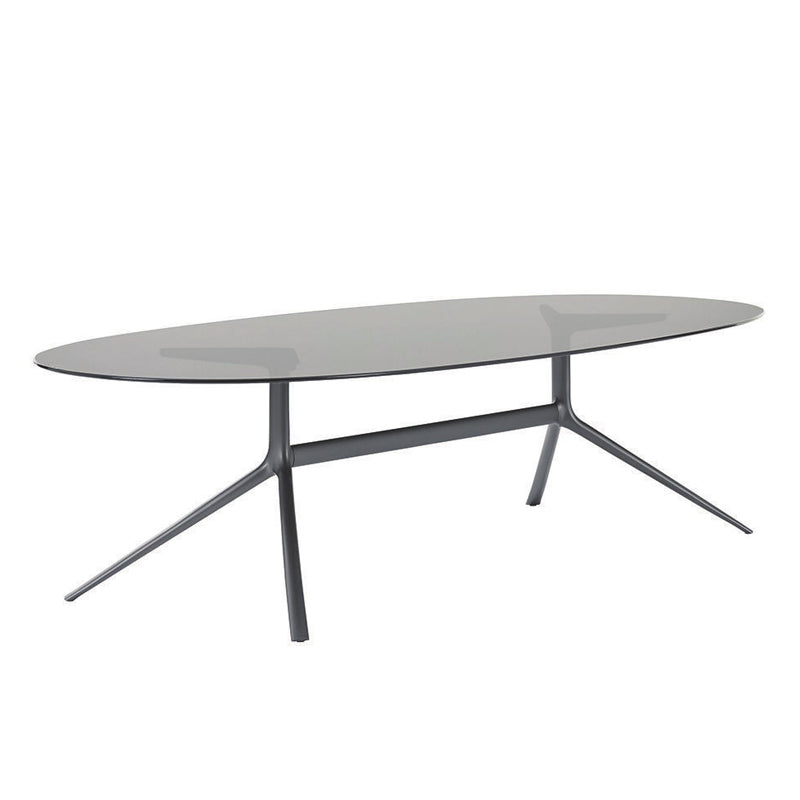 Mesa de comedor sencilla de mármol con marco de acero inoxidable