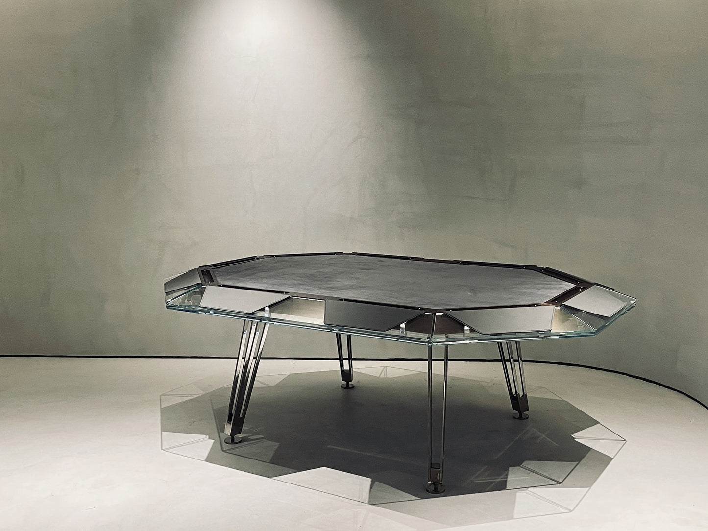 Mesa de póquer de cristal de nogal para 10 personas Mesa de ajedrez