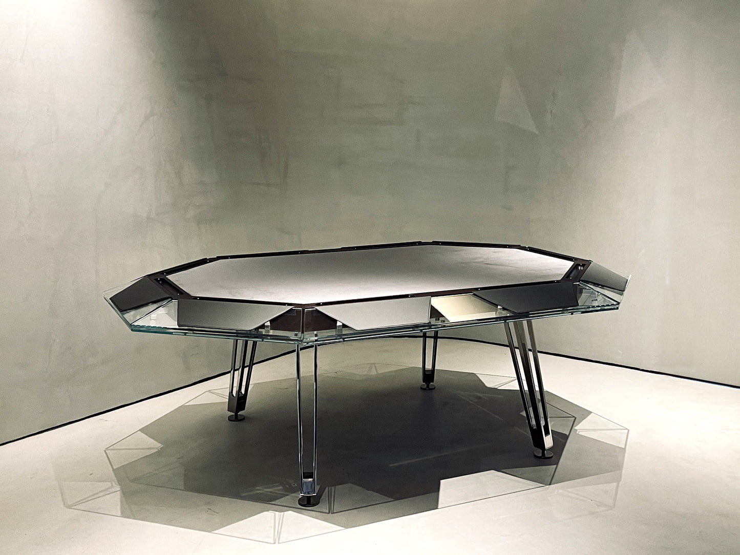 Mesa de póquer de cristal de nogal para 10 personas Mesa de ajedrez