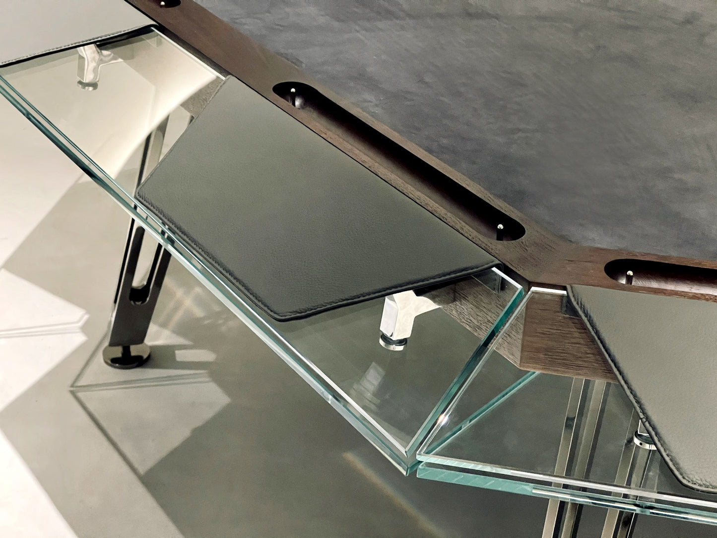 Mesa de póquer de cristal de nogal para 10 personas Mesa de ajedrez