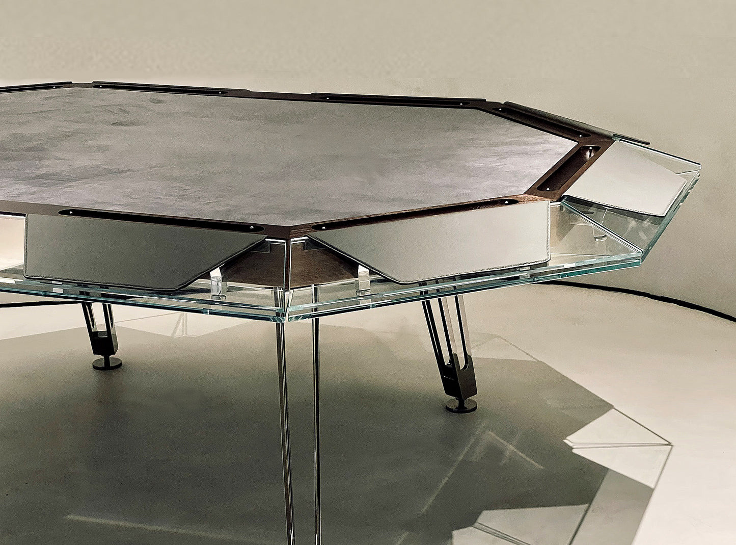 Mesa de póquer de cristal de nogal para 10 personas Mesa de ajedrez