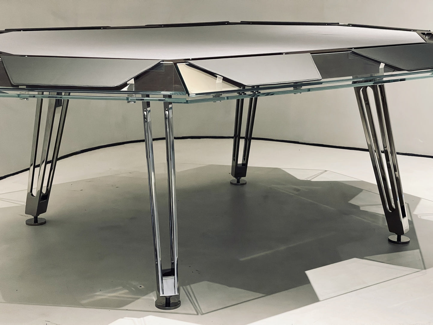 Mesa de póquer de cristal de nogal para 10 personas Mesa de ajedrez
