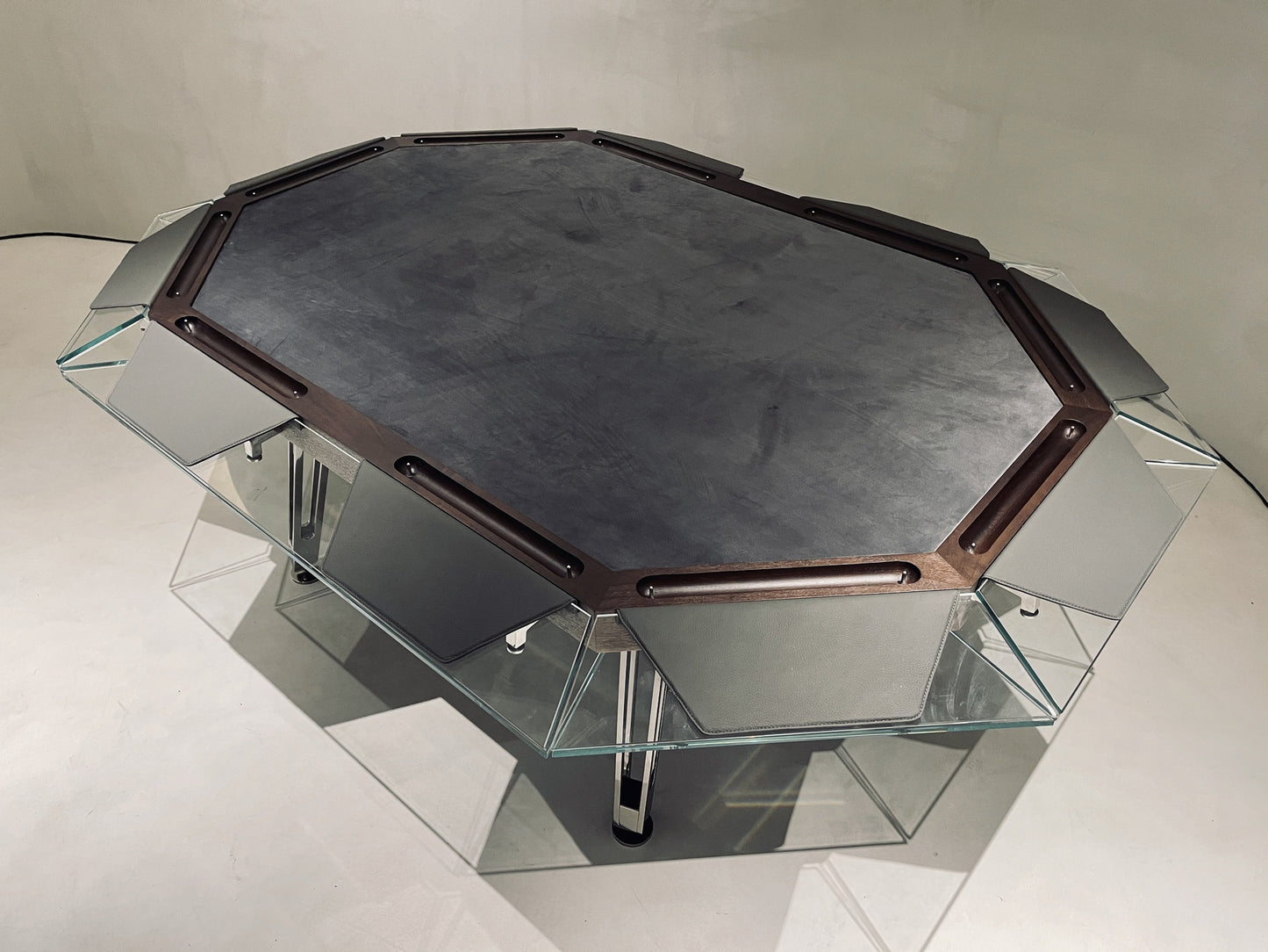 Mesa de póquer de cristal de nogal para 10 personas Mesa de ajedrez