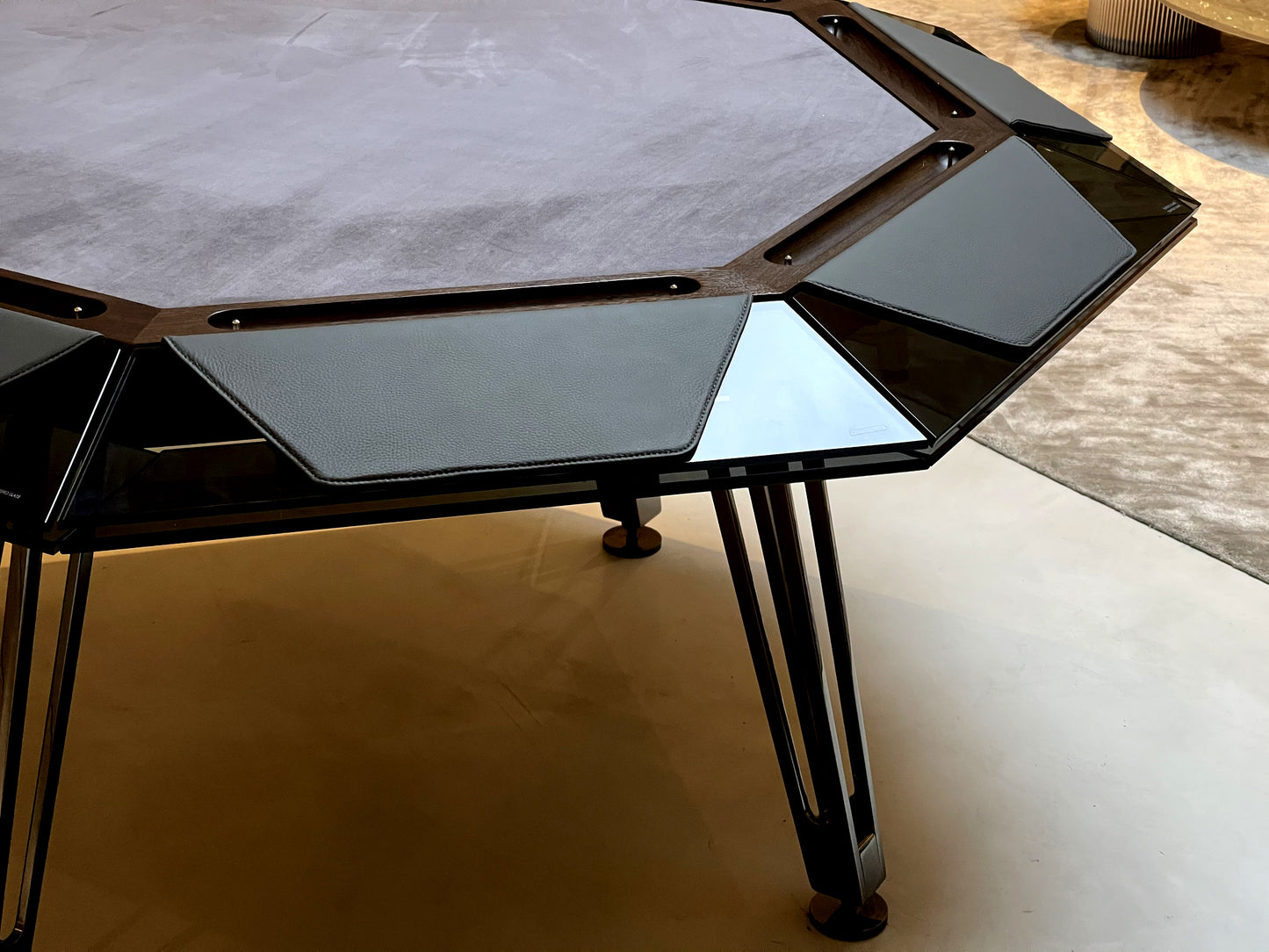 Mesa de póquer de cristal de nogal para 10 personas Mesa de ajedrez