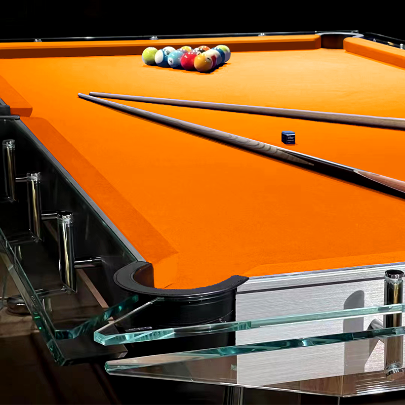 Mesa de billar de cristal color naranja