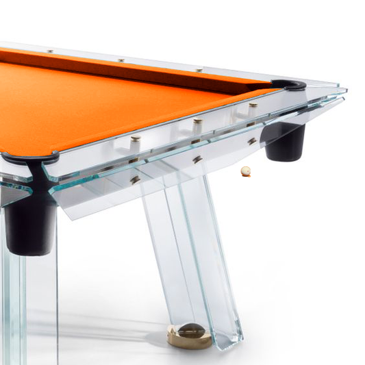 Table de billard en verre orange, disponible en plusieurs tailles