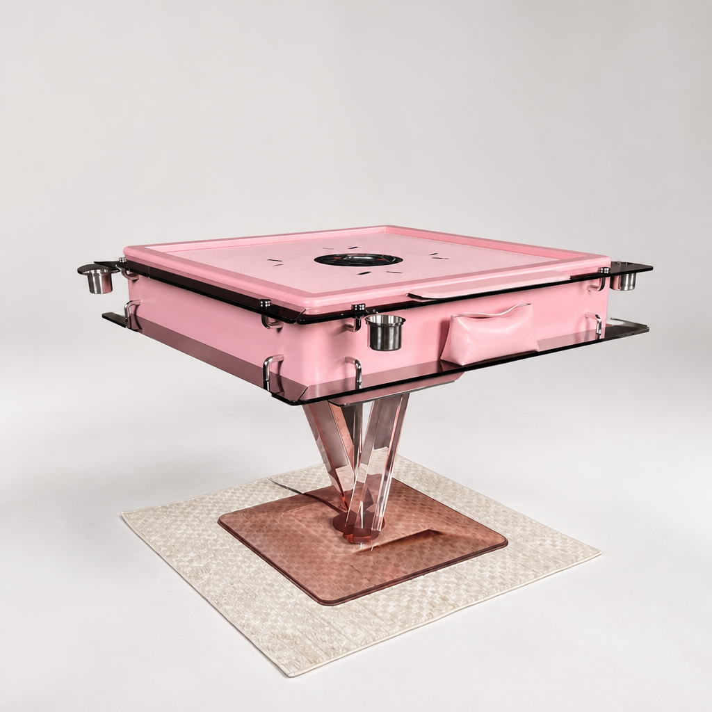 Automatic Mahjong Table - Matte Pink Painted Finish & Pastel Acrylic