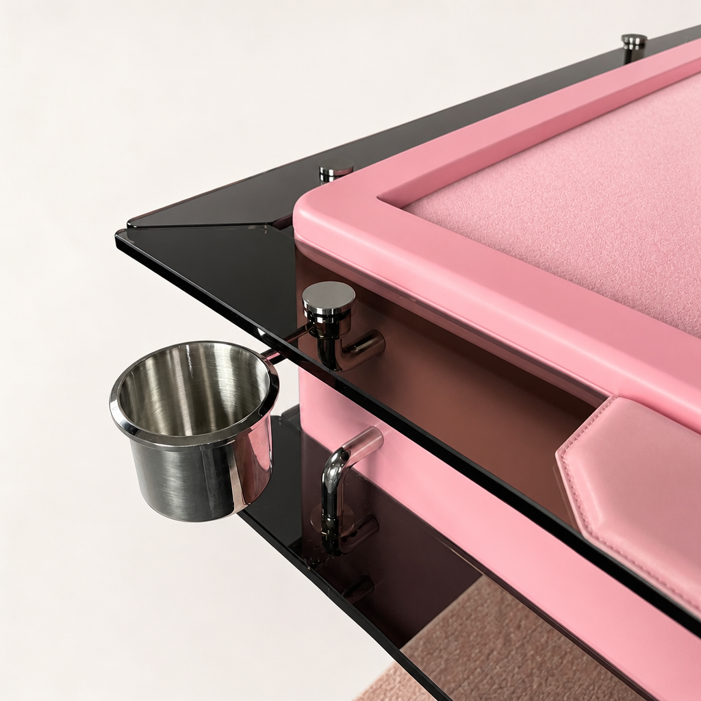 Automatic Mahjong Table - Matte Pink Painted Finish & Pastel Acrylic