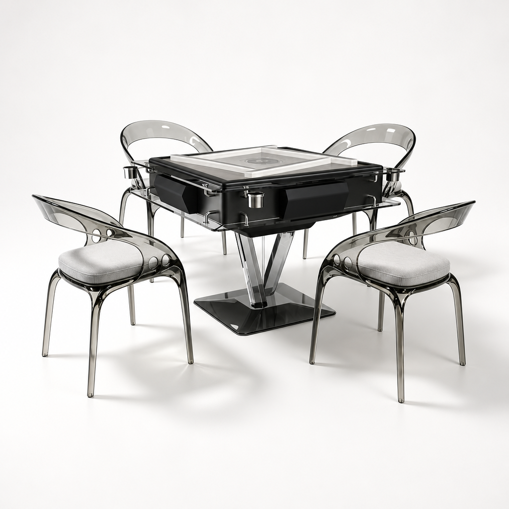 Automatic Mahjong Table - Matte Black Painted Finish & Smoked Acrylic