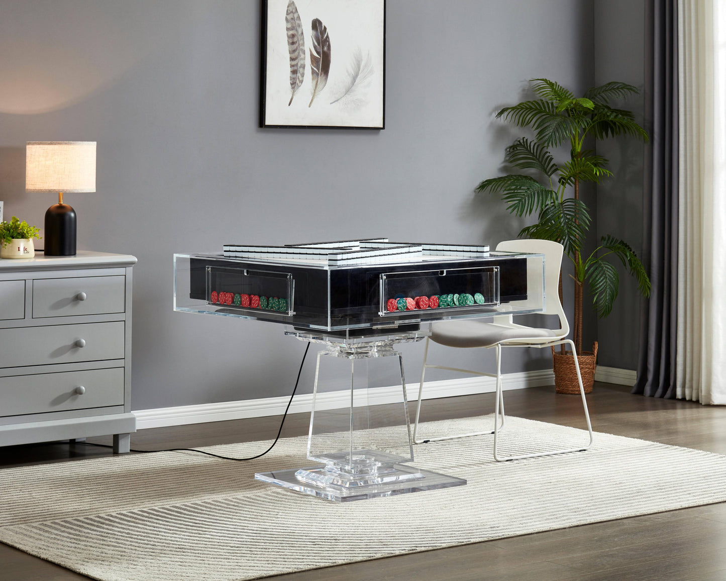 Customizable transparent acrylic automatic mahjong table