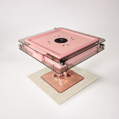 Automatic Mahjong Table - Matte Pink Painted Finish & Pastel Acrylic