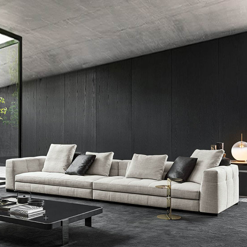 Sofá italiano de cuatro plazas de lujo, ligero y de plumas rectas, de algodón y lino, ideal para apartamentos grandes