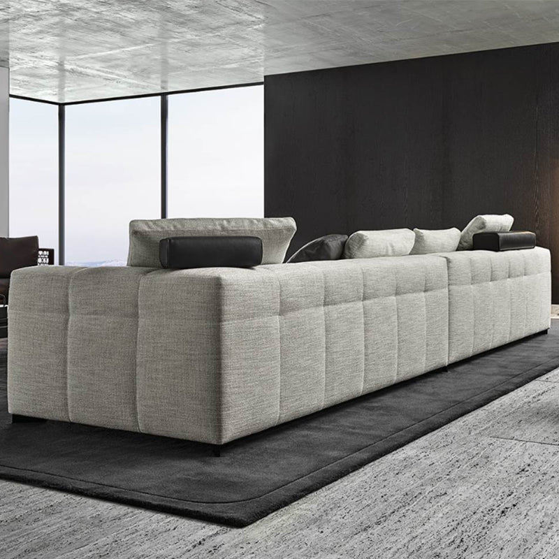 Sofá italiano de cuatro plazas de lujo, ligero y de plumas rectas, de algodón y lino, ideal para apartamentos grandes