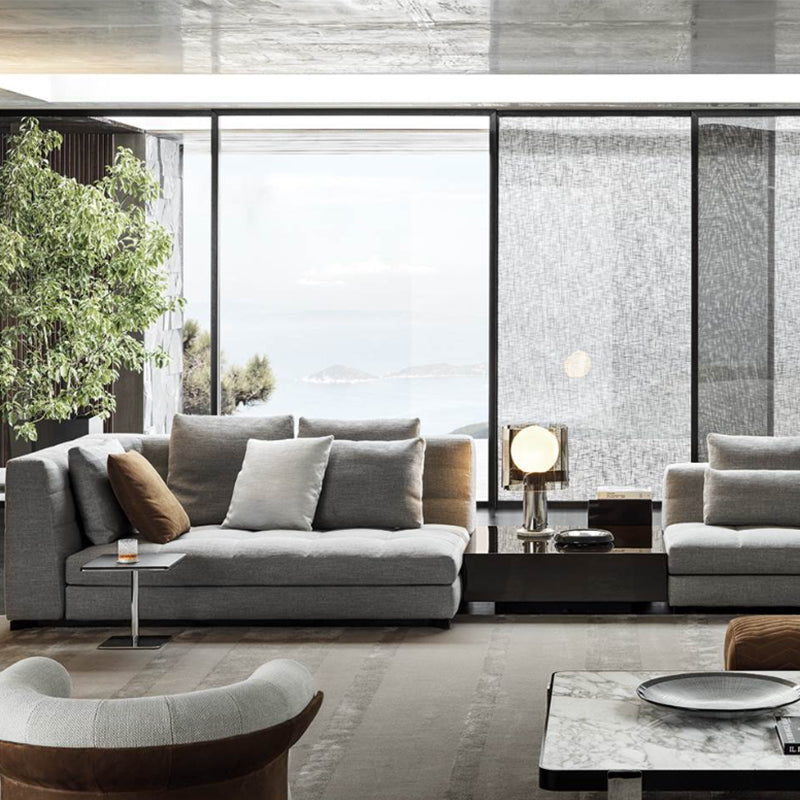 Combinación de sofá chaise longue de tela moderna europea, adecuada para apartamentos grandes