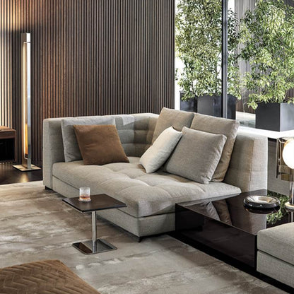 Combinación de sofá chaise longue de tela moderna europea, adecuada para apartamentos grandes