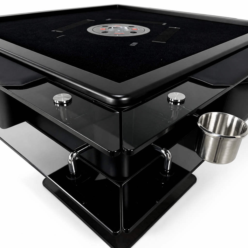 Automatic Mahjong Table - Matte Black Painted Finish & Smoked Acrylic
