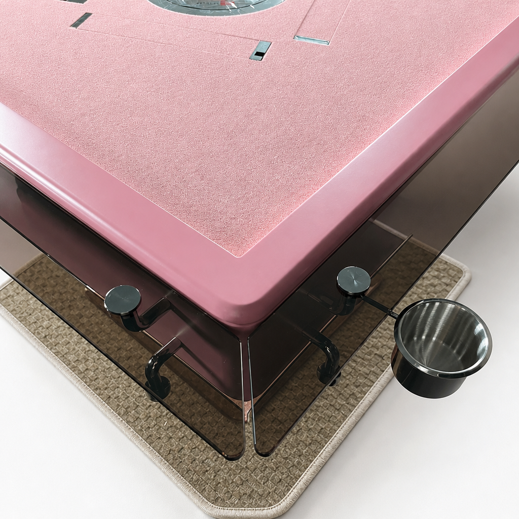 Automatic Mahjong Table - Matte Pink Painted Finish & Pastel Acrylic