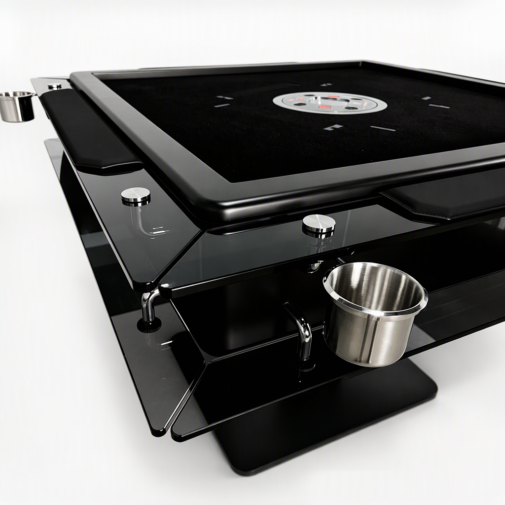 Automatic Mahjong Table - Matte Black Painted Finish & Smoked Acrylic