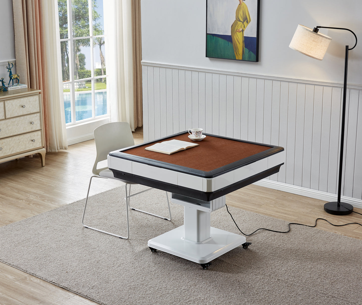 Fully automatic white folding mahjong table