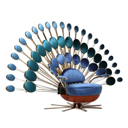 Sillón de terciopelo de lujo con forma de pavo real