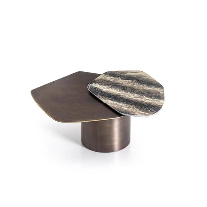 Light luxury irregular marble and stainless steel coffee table