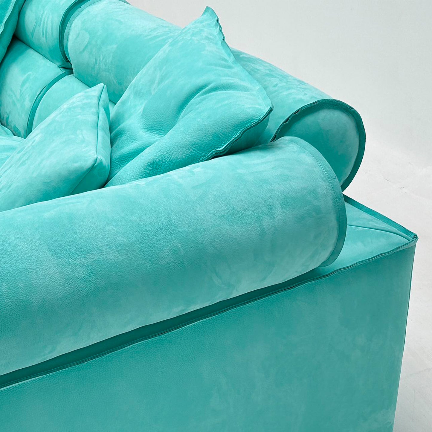 Blue modular sofa soft back sofa living room sofa with pillows