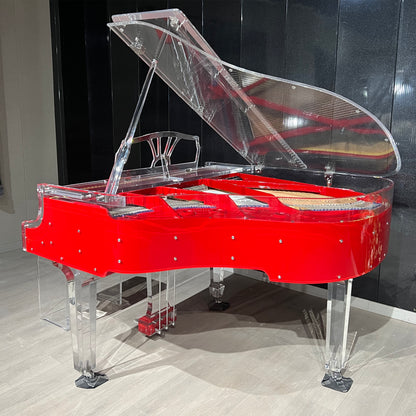 Piano de cola mecánico de estilo acrílico rojo