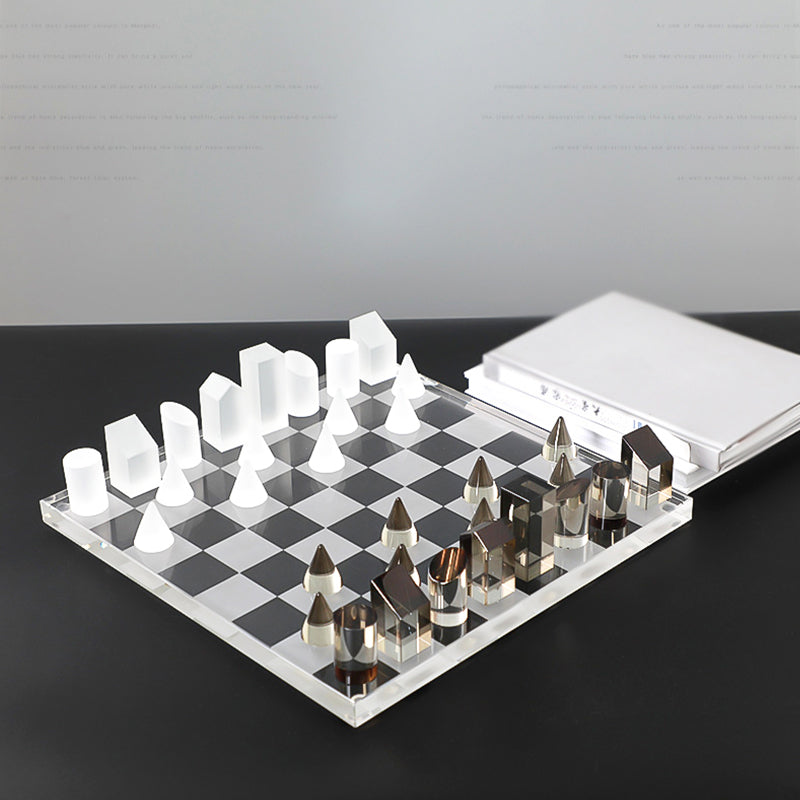 Juego de ajedrez de acrílico de cristal de lujo, minimalista y moderno