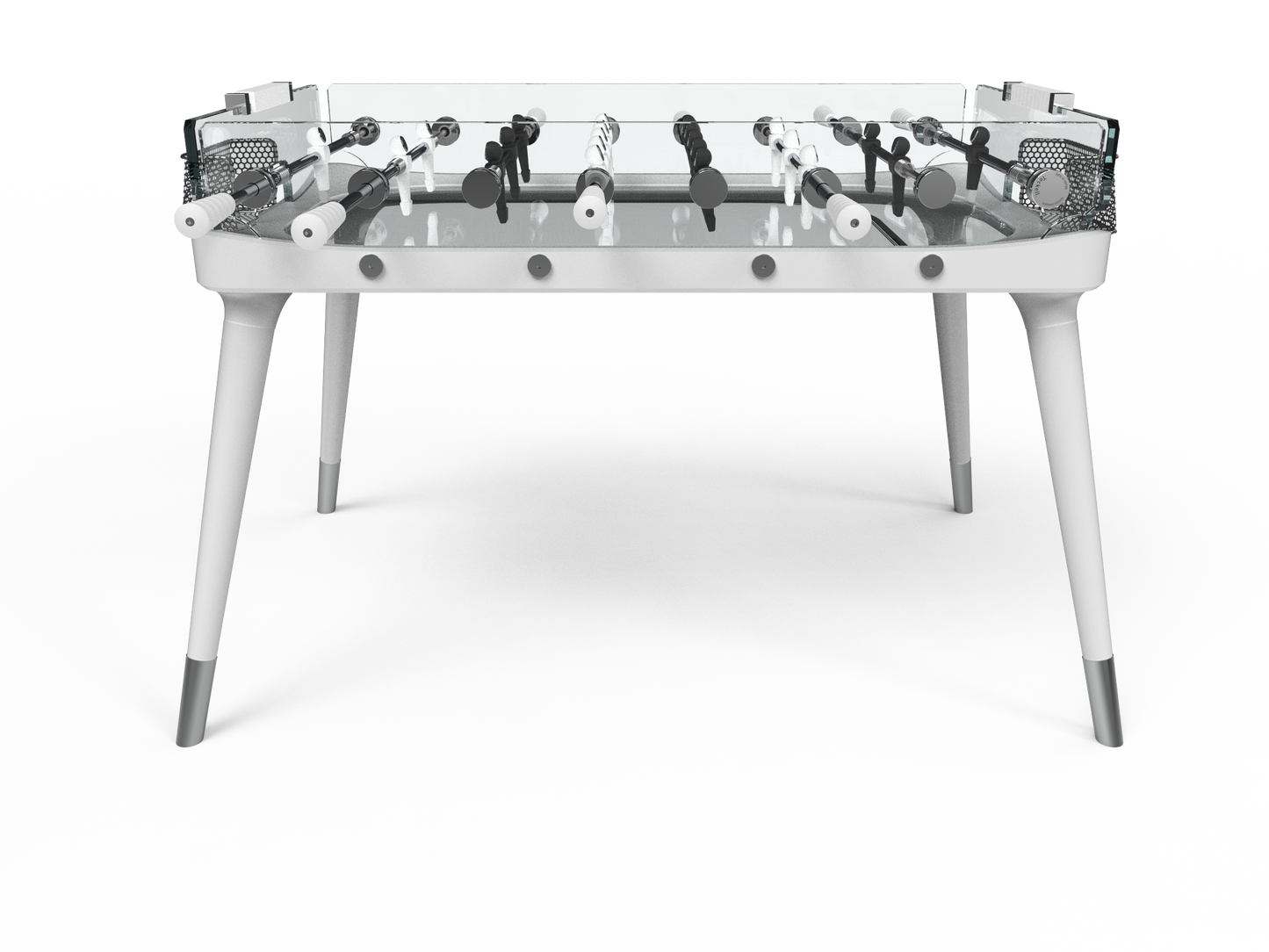 White Solid Wood Legs Glass Soccer Table