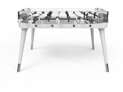 White Solid Wood Legs Glass Soccer Table