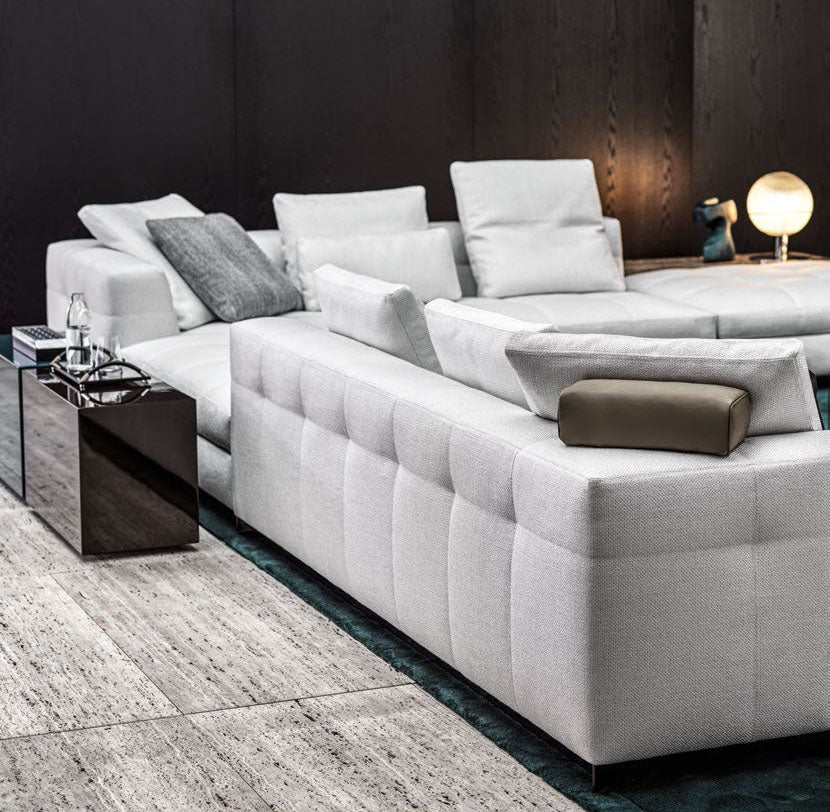 Combinación de sofá chaise longue de tela moderna europea, adecuada para apartamentos grandes