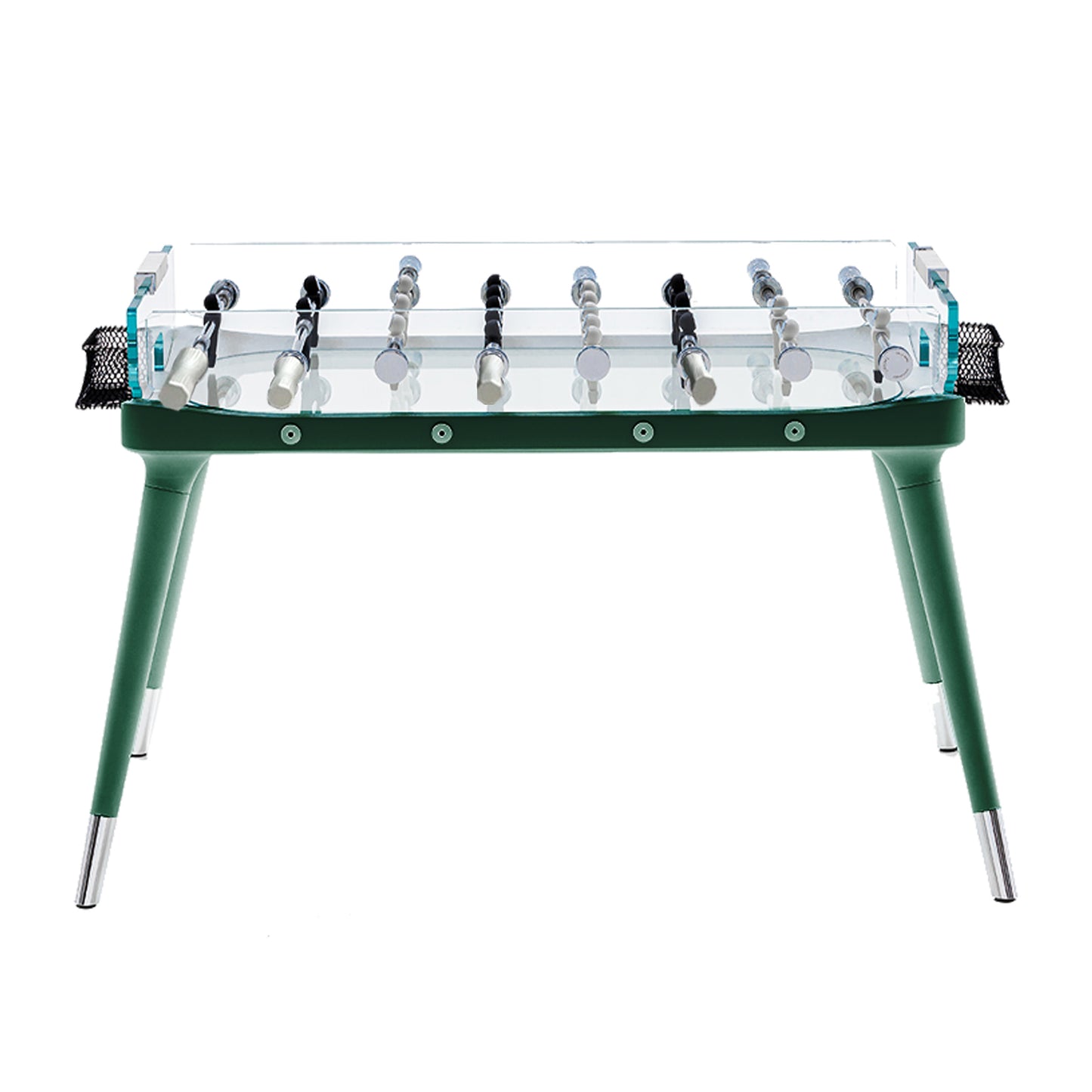 White Solid Wood Legs Glass Soccer Table