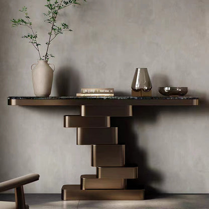 High-grade stainless steel marble entrance decoration console table