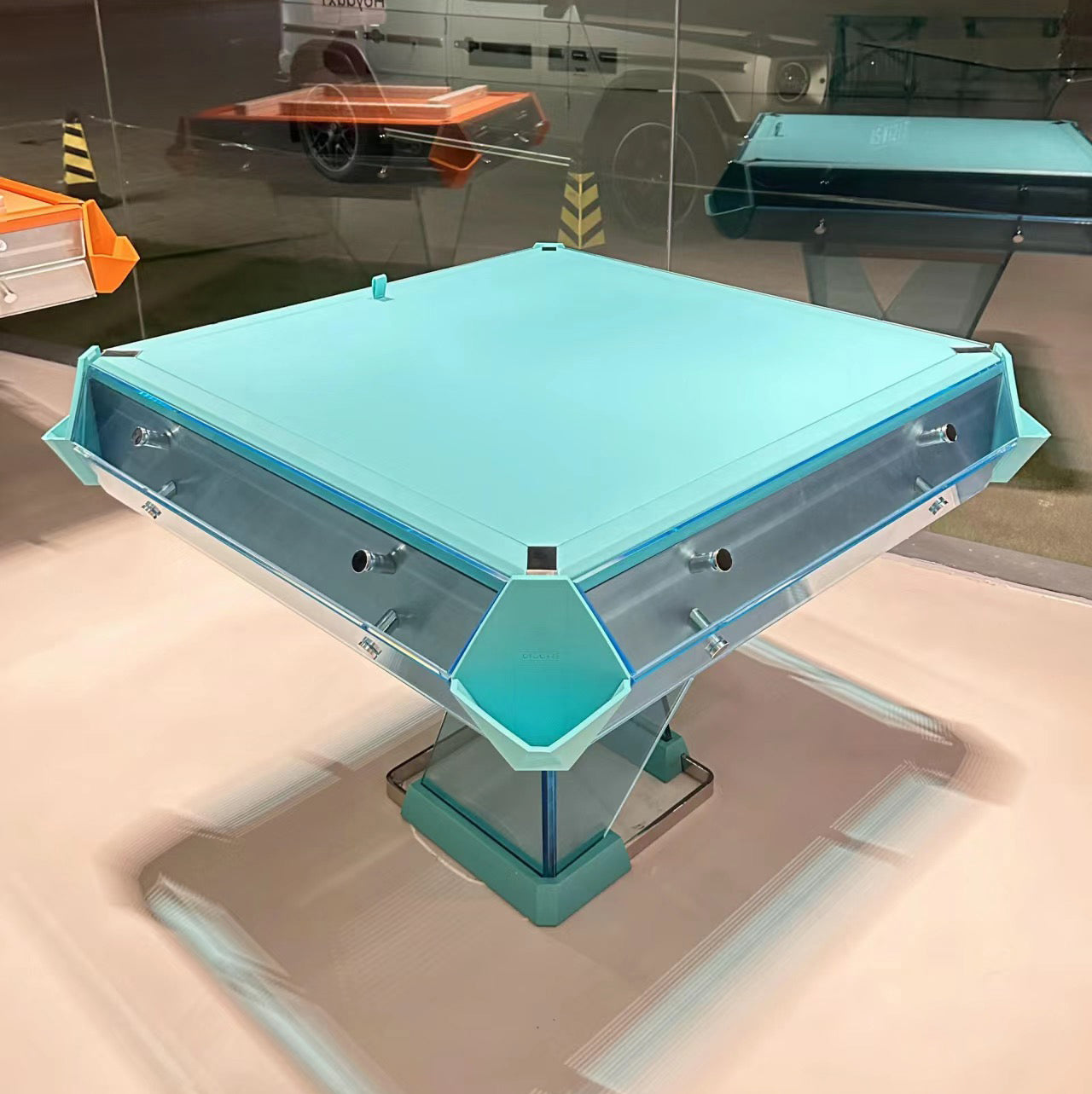 Mesa de mahjong automática de cristal azul