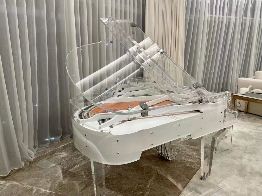 Piano de cola mecánico de acrílico blanco estilo italiano