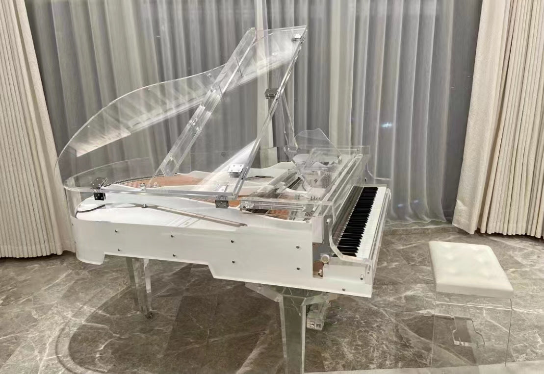 Piano de cola mecánico de acrílico blanco estilo italiano