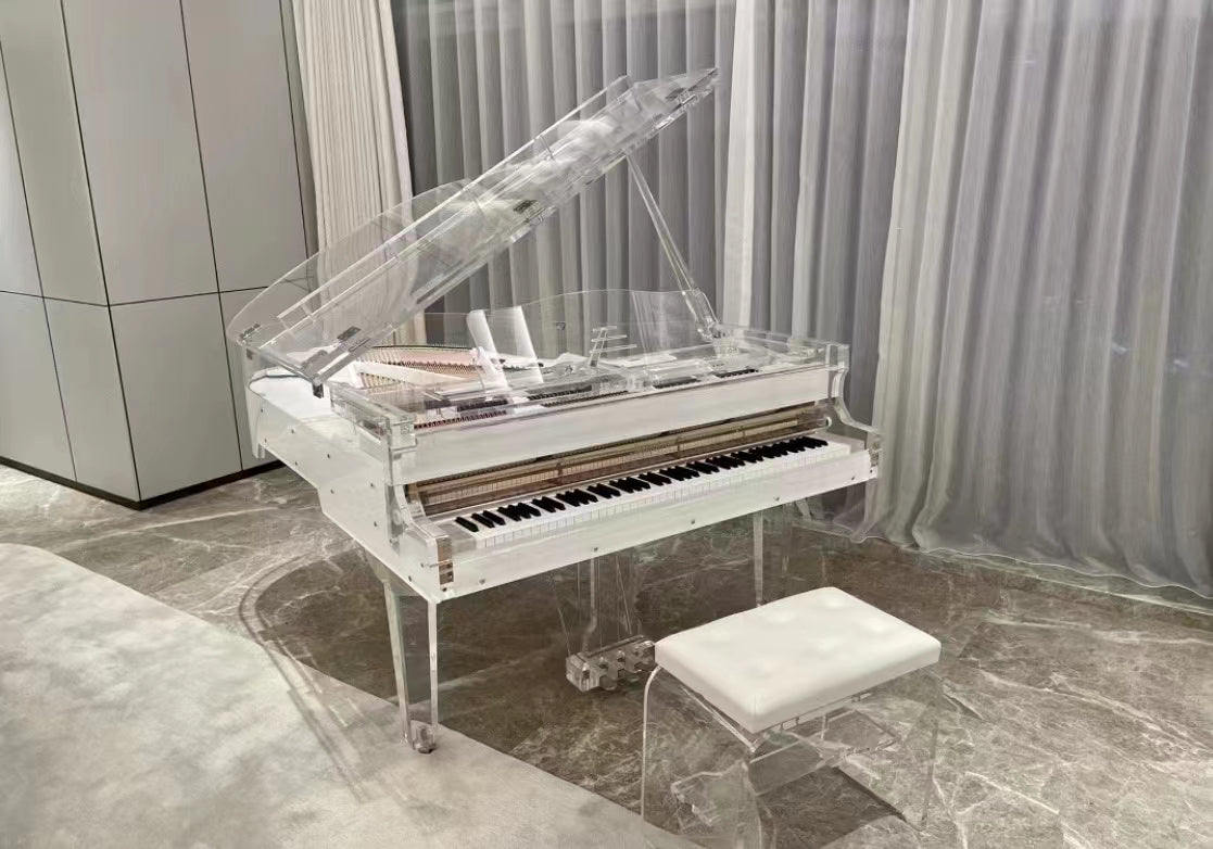 Piano de cola mecánico de acrílico blanco estilo italiano